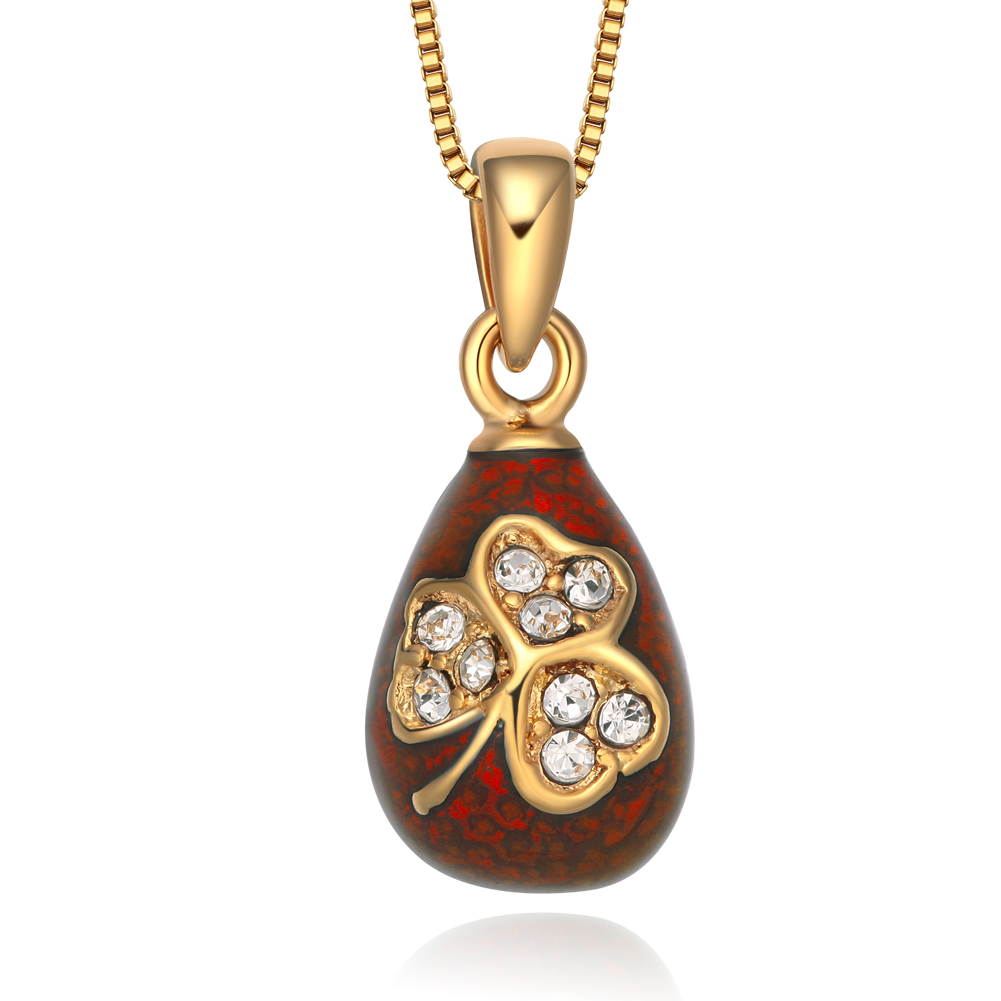 Crystal copper enamel egg pendant clover pattern YF22-S056 pula