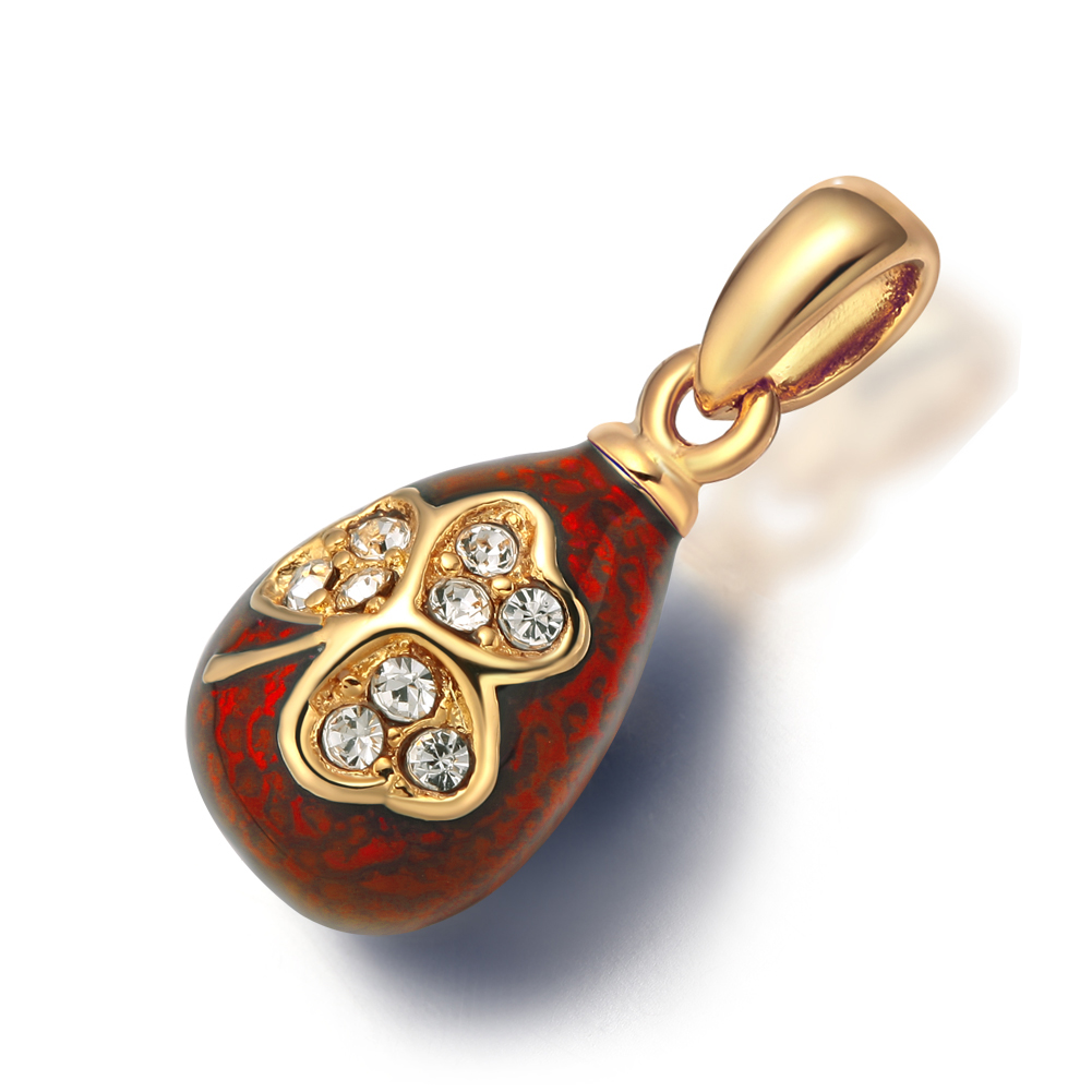 Crystal copper enamel egg pendant clover pattern YF22-S056 pula(1)
