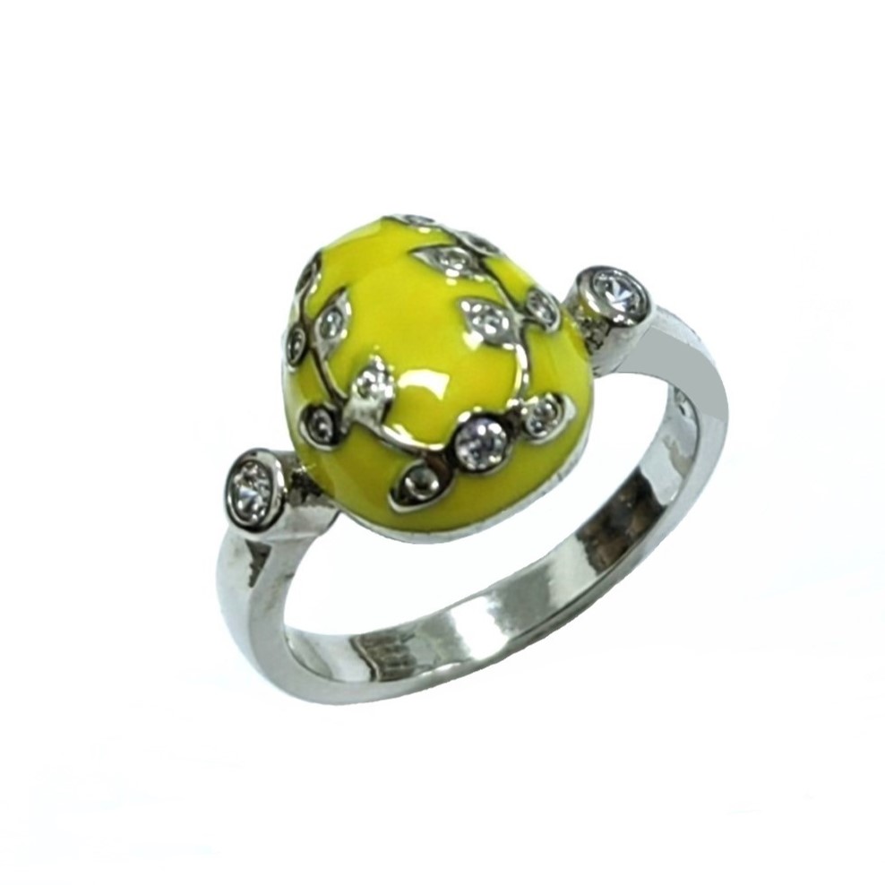 የሩሲያ ዘይቤ የትንሳኤ ስጦታ ፋሽን ፋሽን ብጁ አረንጓዴ ኢሜል Faberge Egg Ring