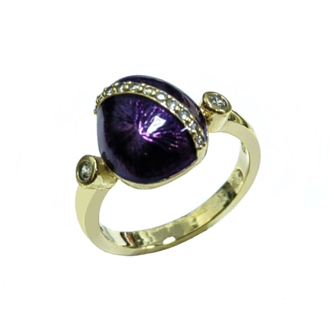 Moda diyariya Paskalyayê bi şêwaza rûsî Fancy Custom Kesk Enamel Faberge Egg Ring