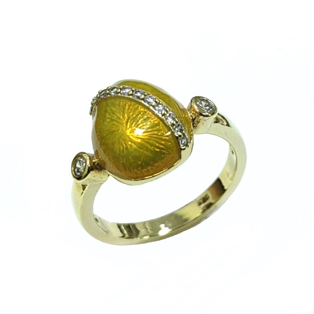 Lavxias Style Easter khoom plig zam Fancy Custom Green Enamel Faberge Qe Ring