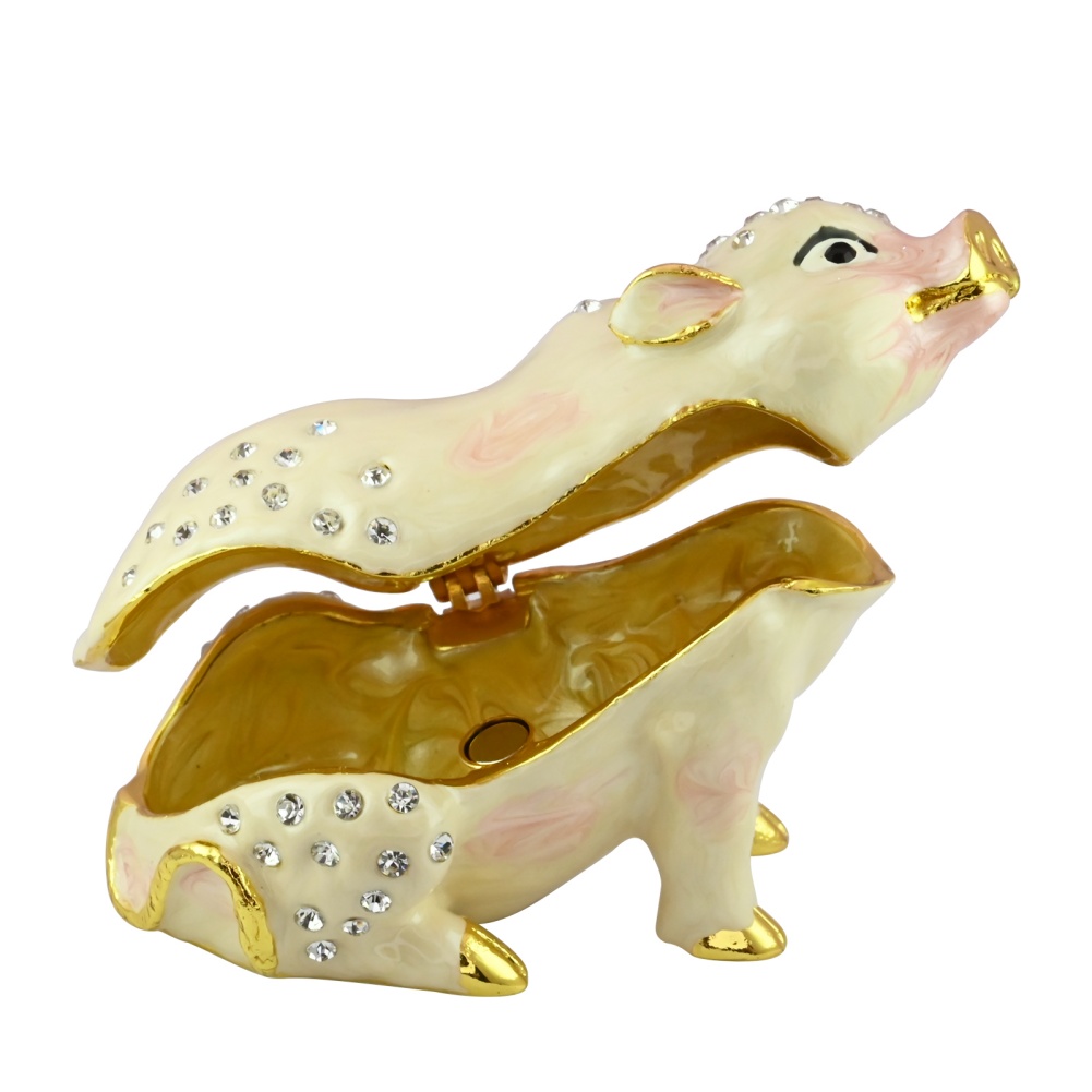 Pink Pig-Shaped Magnetic Jewelry Box Decor - Customizable Pattern, Fashionable Gift for All Occasions1