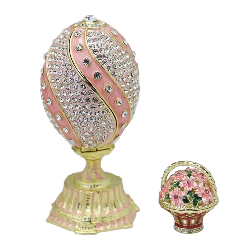 Easter Flower Basket Castle Metal Industrial Faberge Eggs Family Decoration Holiday Souvenirs (3)