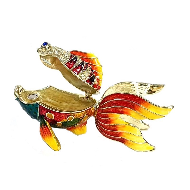 Gold Fish Trinket Box Jewellery Collection Home Decor Gifts (4)