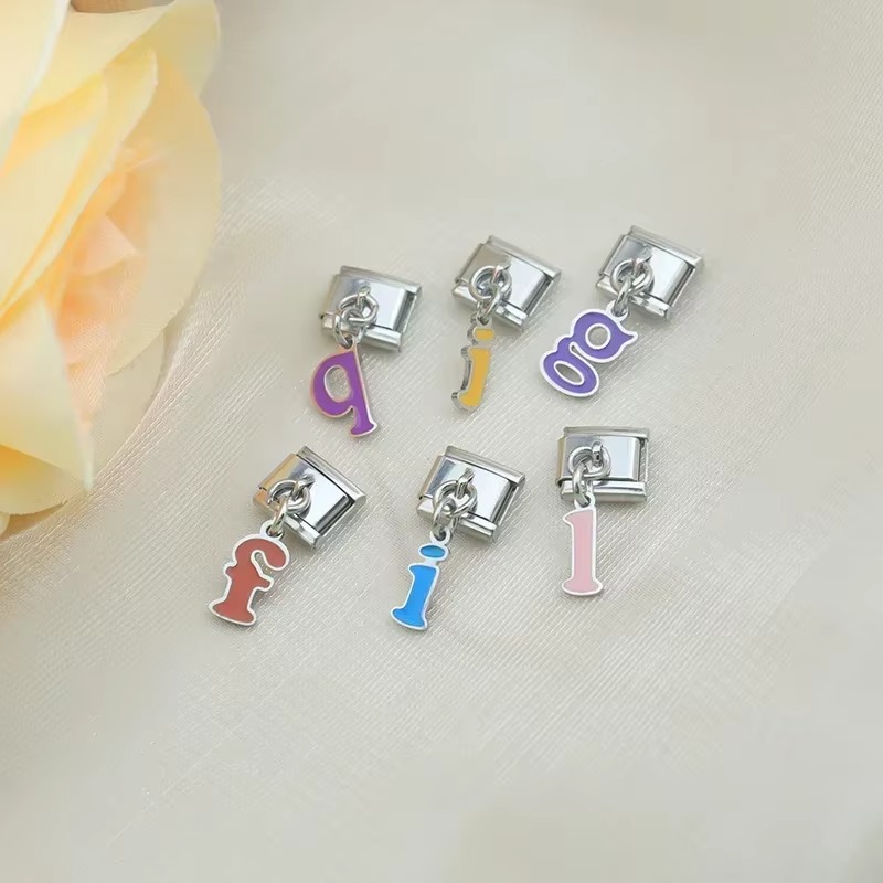 Italian Block Bracelet DIY Letter Pendant 304 Stainless Steel Jewelry Custom Italian Bracelet Unisex Block Bracelet Italian Style Bracelet Custom Letter Charm Stainless Steel Block Bracelet Italian Cha