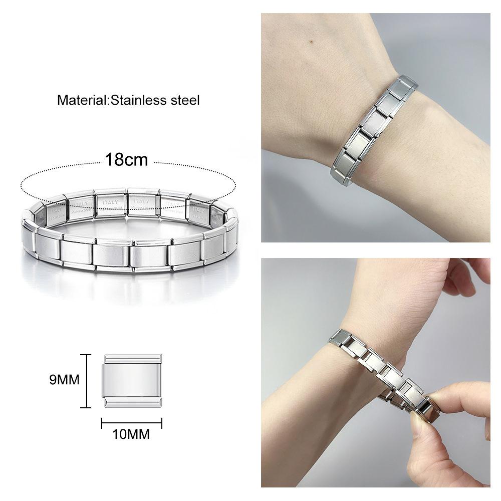 Italian Stainless Steel Bracelet Customizable Link Bracelet High Polished Stainless Steel Bracelet Detachable Italian Module Bracelet Stainless Steel Charm Bracelet Italian Module Link Bracelet Custom Stain (16)