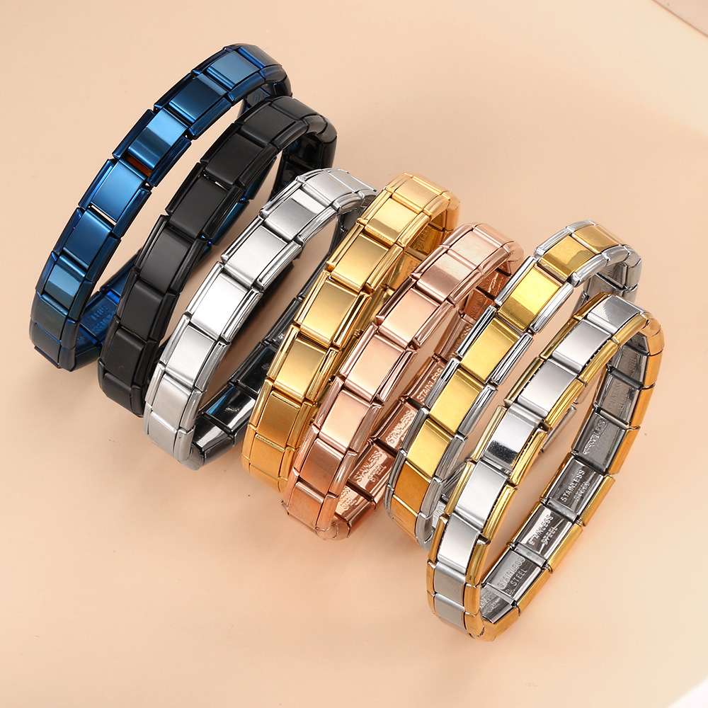 Italian Stainless Steel Bracelet Customizable Link Bracelet High Polished Stainless Steel Bracelet Detachable Italian Module Bracelet Stainless Steel Charm Bracelet Italian Module Link Bracelet Custom Stain (30)