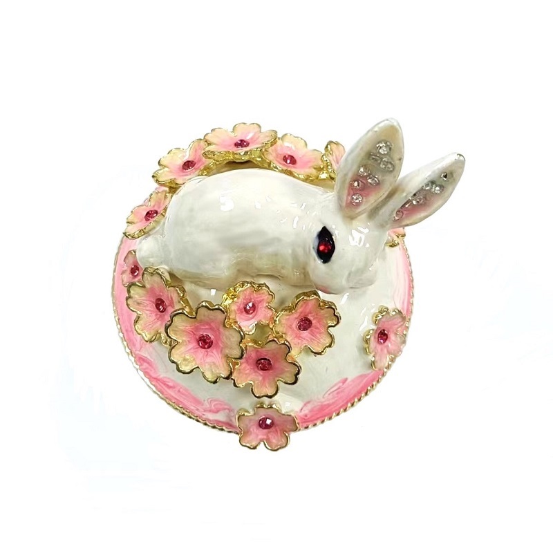 Nordic decoration home furnishings jewelry box gift crafts unique rabbit flower (4)