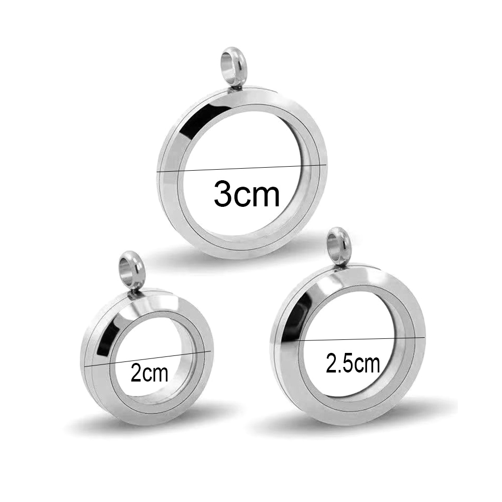 Stainless Steel Floating Locket Round Hollow Locket Pendant Single-Sided Glass Locket Charm DIY Jewelry Pendant Floating Locket Charm Stainless Steel Locket Pendant Hollow Locket for Jewelry Makin (55)