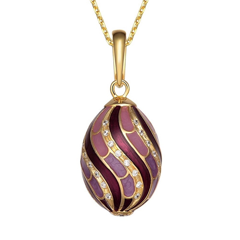 Vintage enamel pendants with crystal, curved patternsYF22-SP013-4