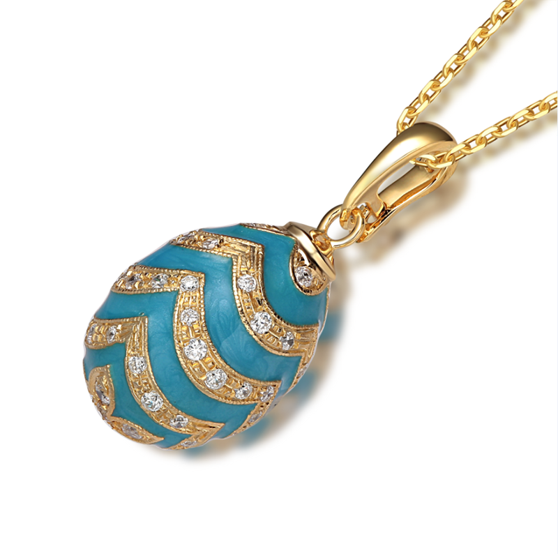 Vintage enamel pendants with crystals, wave pattern YF22-SP015-3