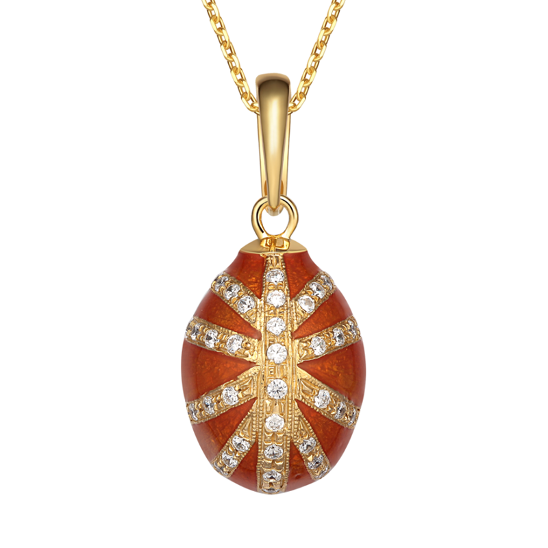 Orange Vintage enamel pendants with crystals YF22-SP016-1