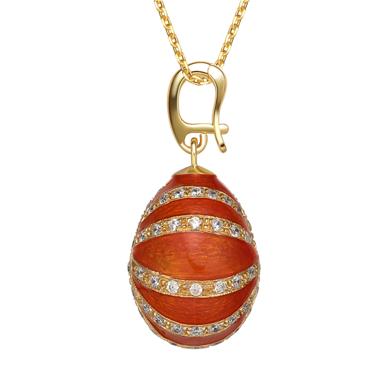 Orange Vintage enamel pendants with crystals YF22-SP016-2