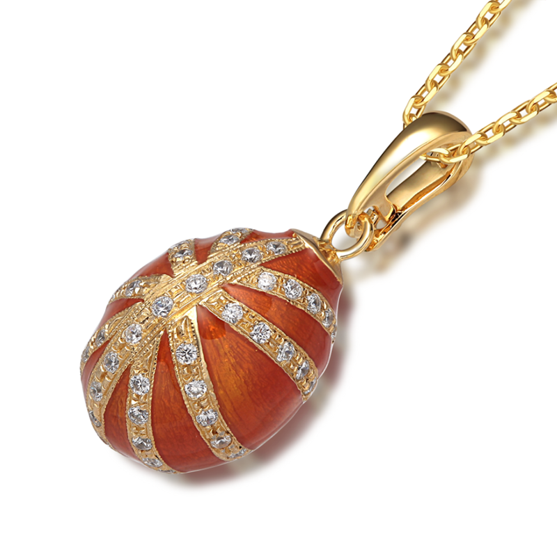 Orange Vintage enamel pendants with crystals YF22-SP016-3