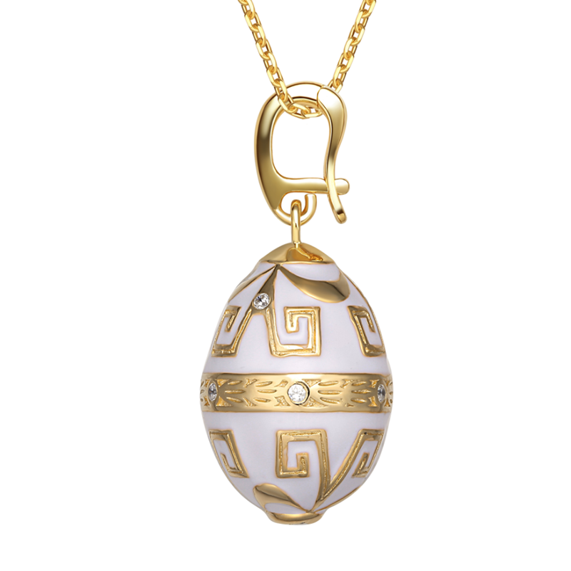 Gold white vintage enamel pendants with crystals royal style square pattern YF22-SP017-2