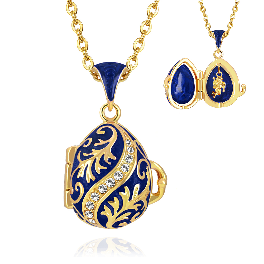 birthday gift holiday gift christmas gift women fashion necklace charm creative gift gold locket necklace vintage gift neckalce luxury gift faberge egg women charm fashion jewellery surprise Gold Pendant Neck (2)