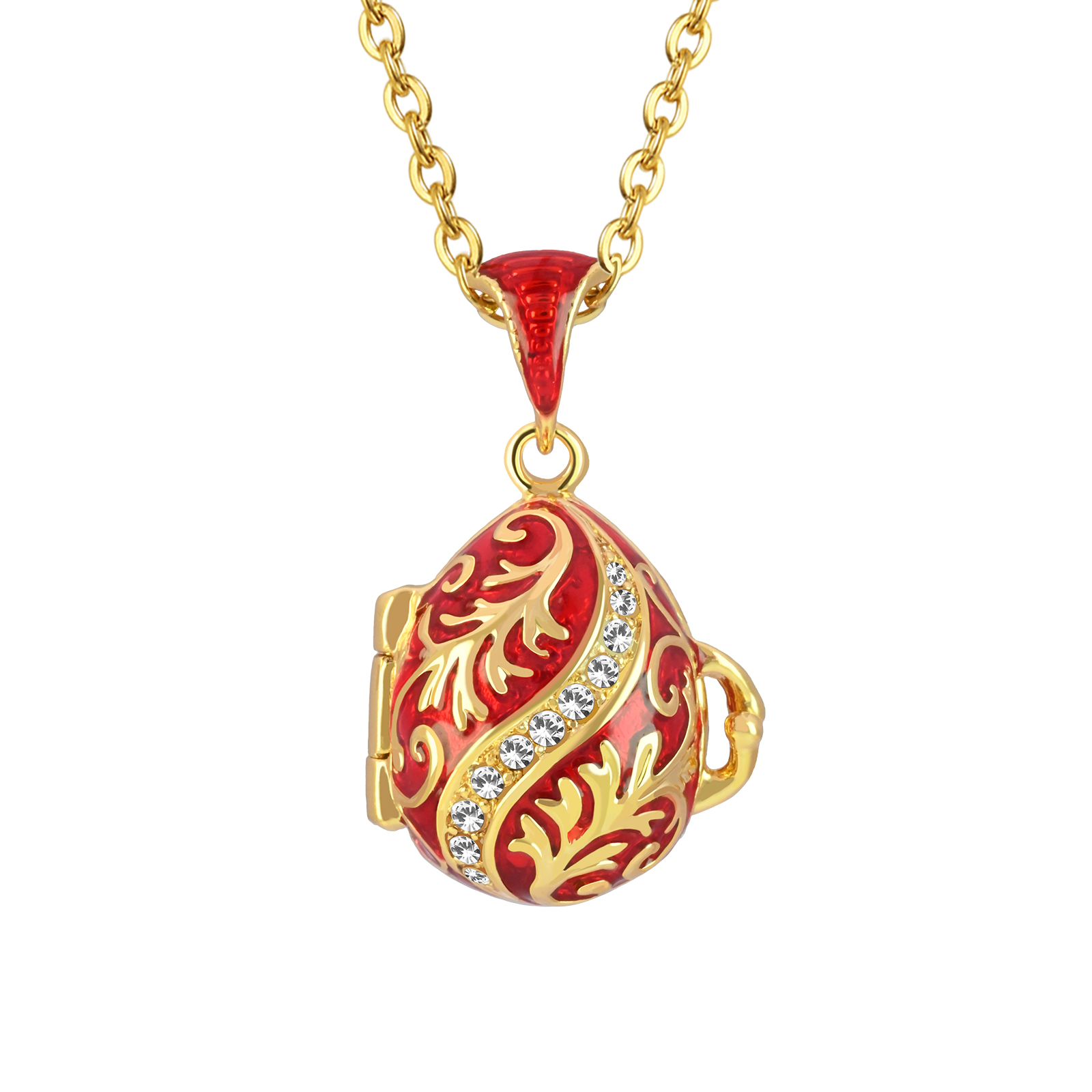 birthday gift holiday gift christmas gift women fashion necklace charm creative gift gold locket necklace vintage gift neckalce luxury gift faberge egg women charm fashion jewellery surprise Gold Pendant Neckla (1)