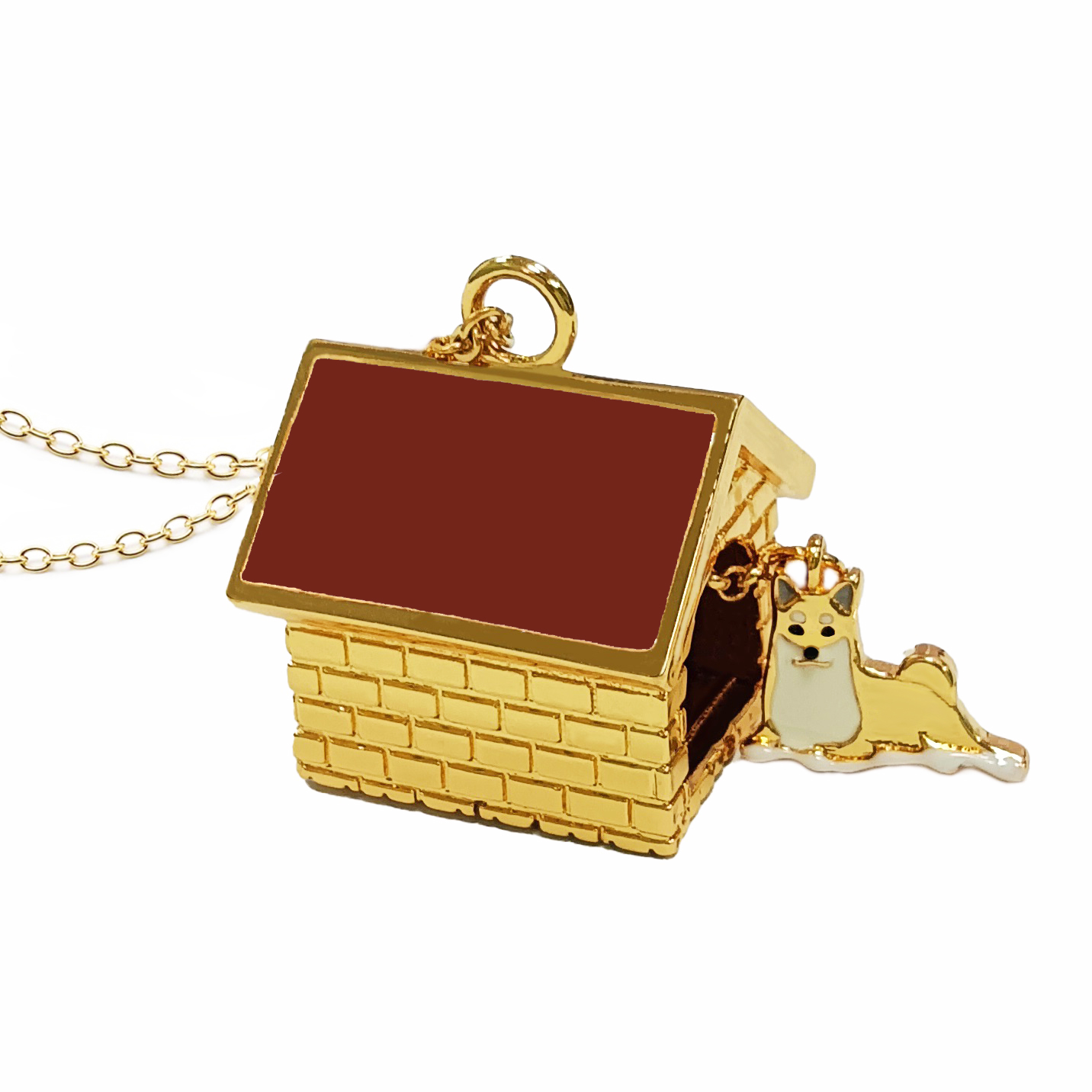 dog house cute enamel necklace pendant pet  (1)