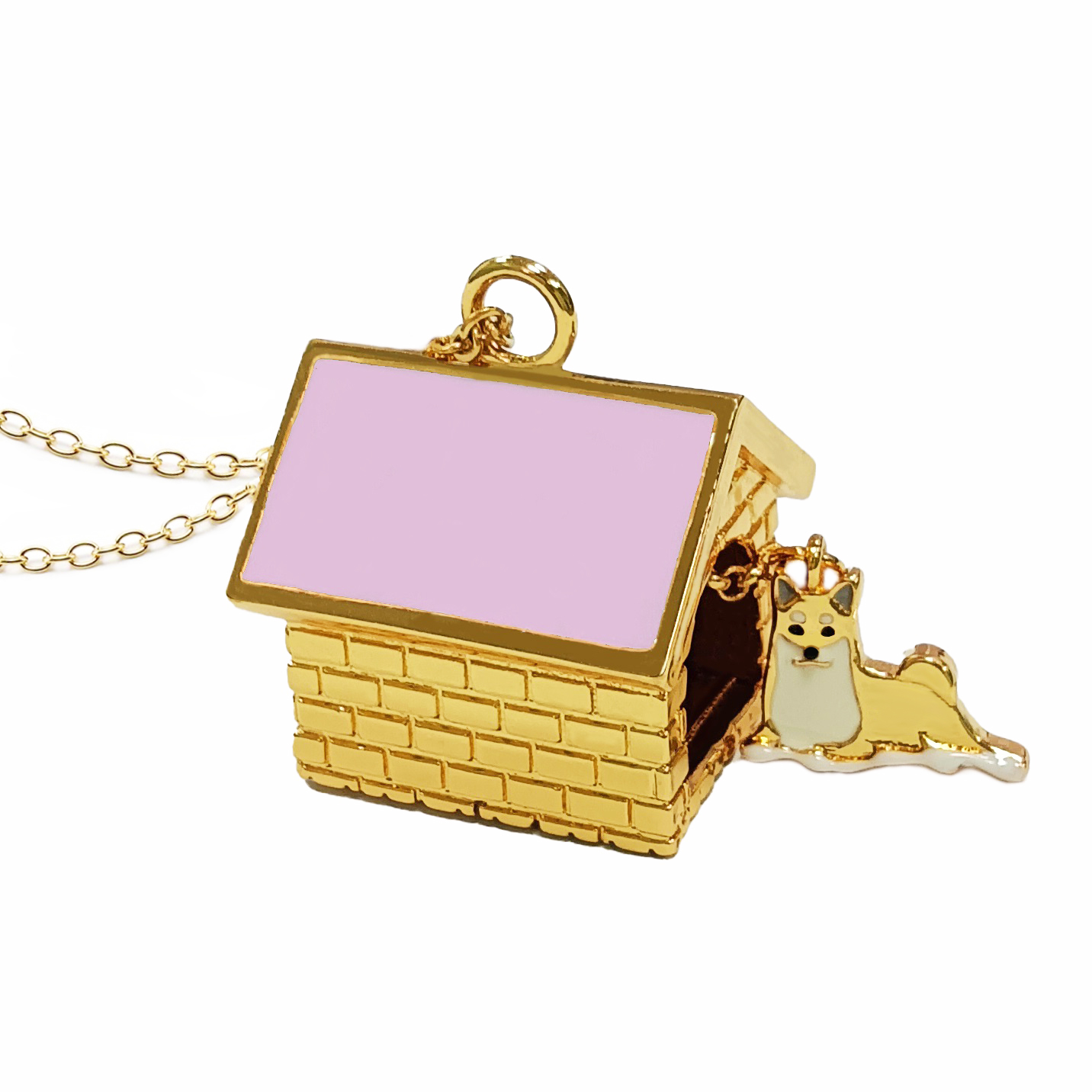 dog house cute enamel necklace pendant pet  (3)