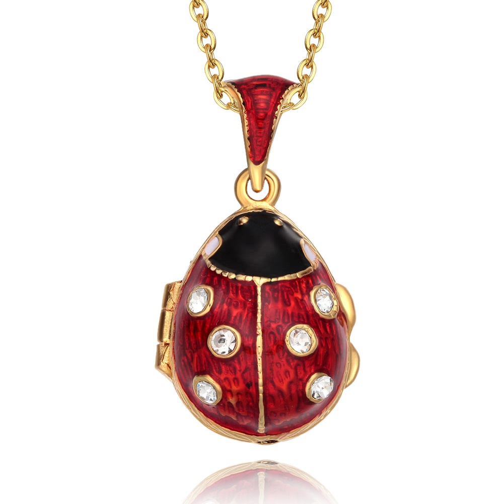 ladybug necklace cute necklace cute gift christmas new year gift women charm gift gold necklaces jewelry for women necklaces for women creative gifts for women Enamel Egg Pendant Necklace Vintage Enamel (2)