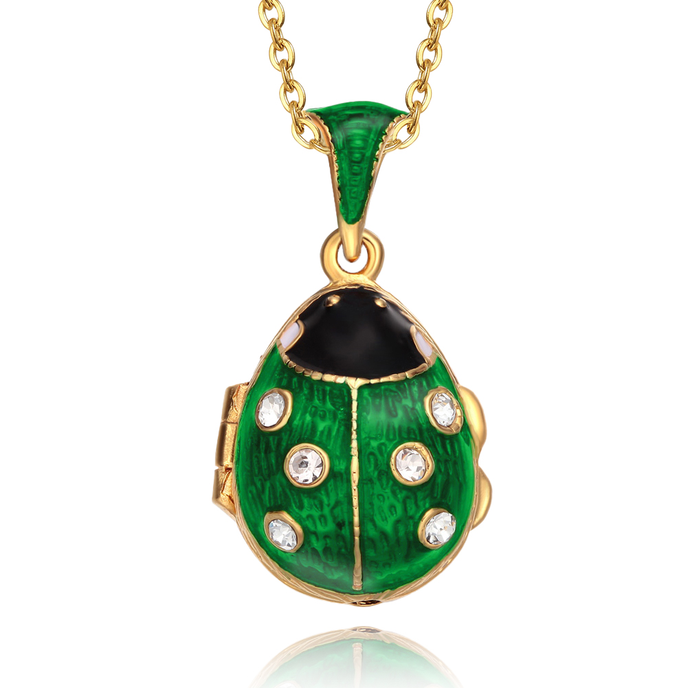 ladybug necklace cute necklace cute gift christmas new year gift women charm gift gold necklaces jewelry for women necklaces for women creative gifts for women Enamel Egg Pendant Necklace Vintage Enamel (3)