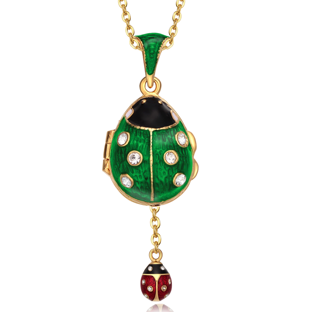 ladybug necklace cute necklace cute gift christmas new year gift women charm gift gold necklaces jewelry for women necklaces for women creative gifts for women Enamel Egg Pendant Necklace Vintage Enamel (4)