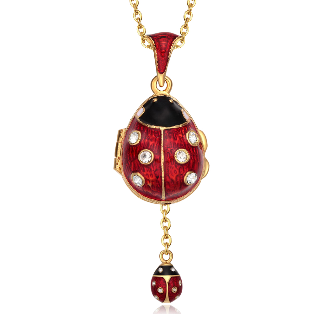 ladybug necklace cute necklace cute gift christmas new year gift women charm gift gold necklaces jewelry for women necklaces for women creative gifts for women Enamel Egg Pendant Necklace Vintage Enamel (9)