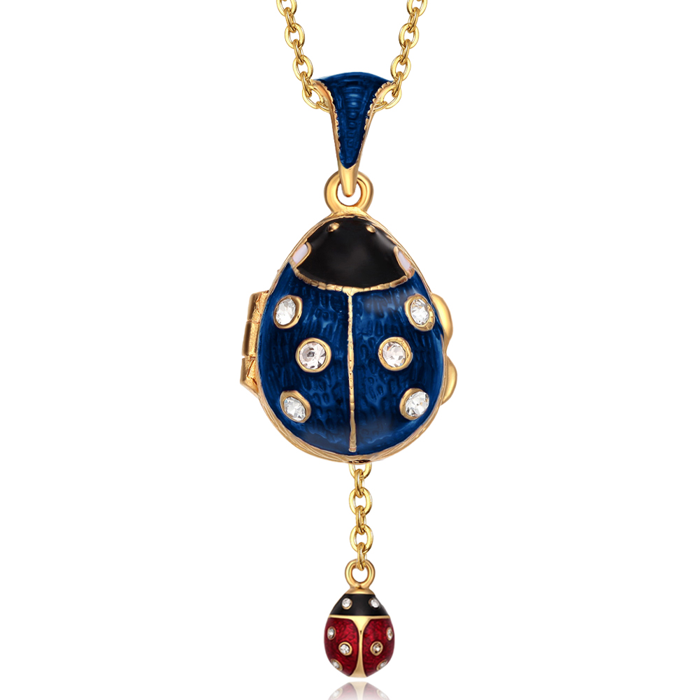 ladybug necklace cute necklace cute gift christmas new year gift women charm gift gold necklaces jewelry for women necklaces for women creative gifts for women Enamel Egg Pendant Necklace Vintage Enamel